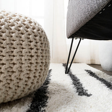 Alaro Berber Stripe Shag Area Rug